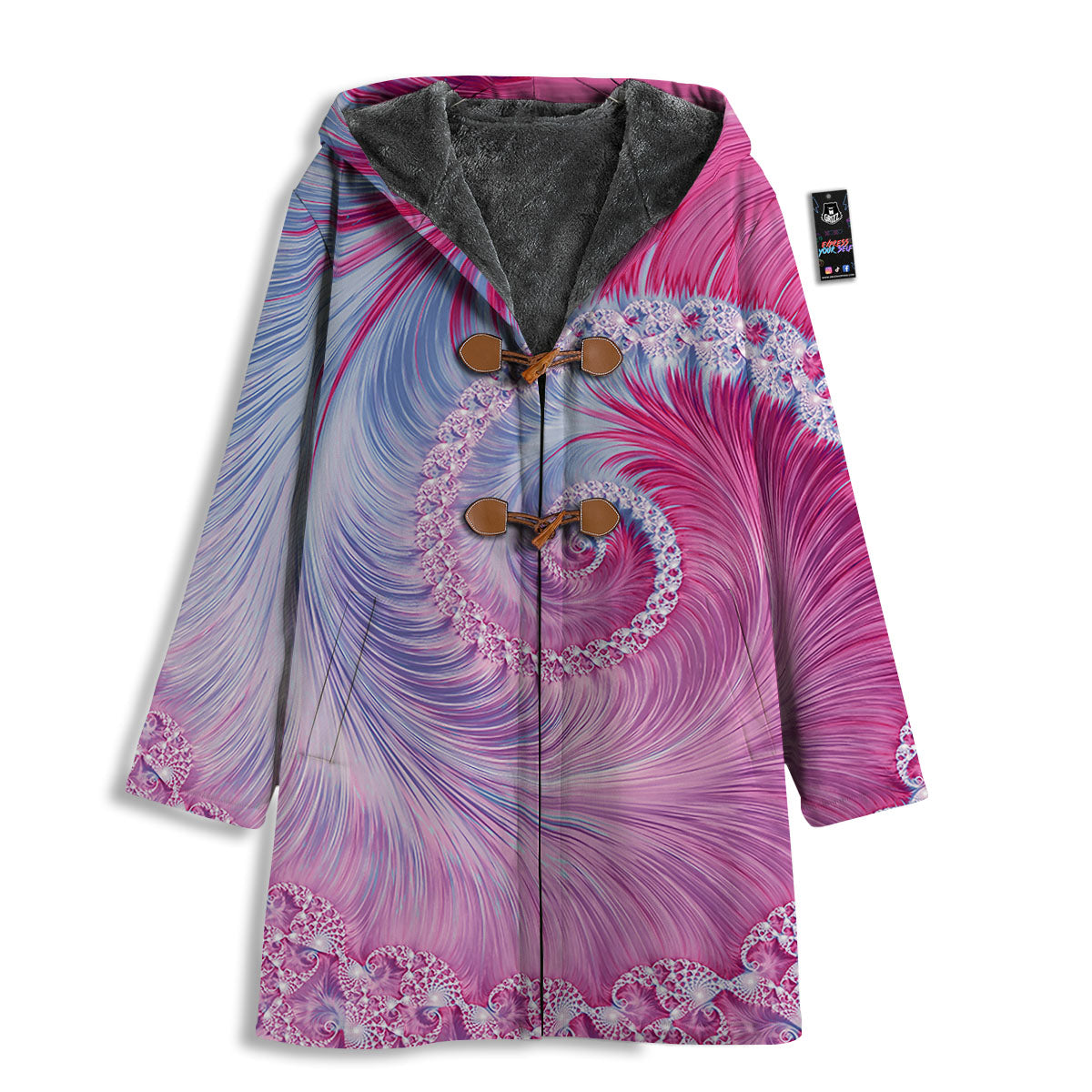 Fractal Spiral Print Men's Windbreaker Jacket-grizzshop