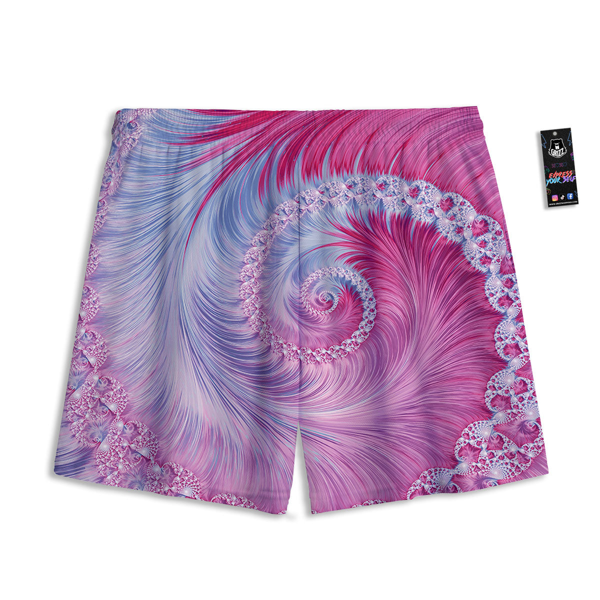 Fractal Spiral Print Mesh Shorts