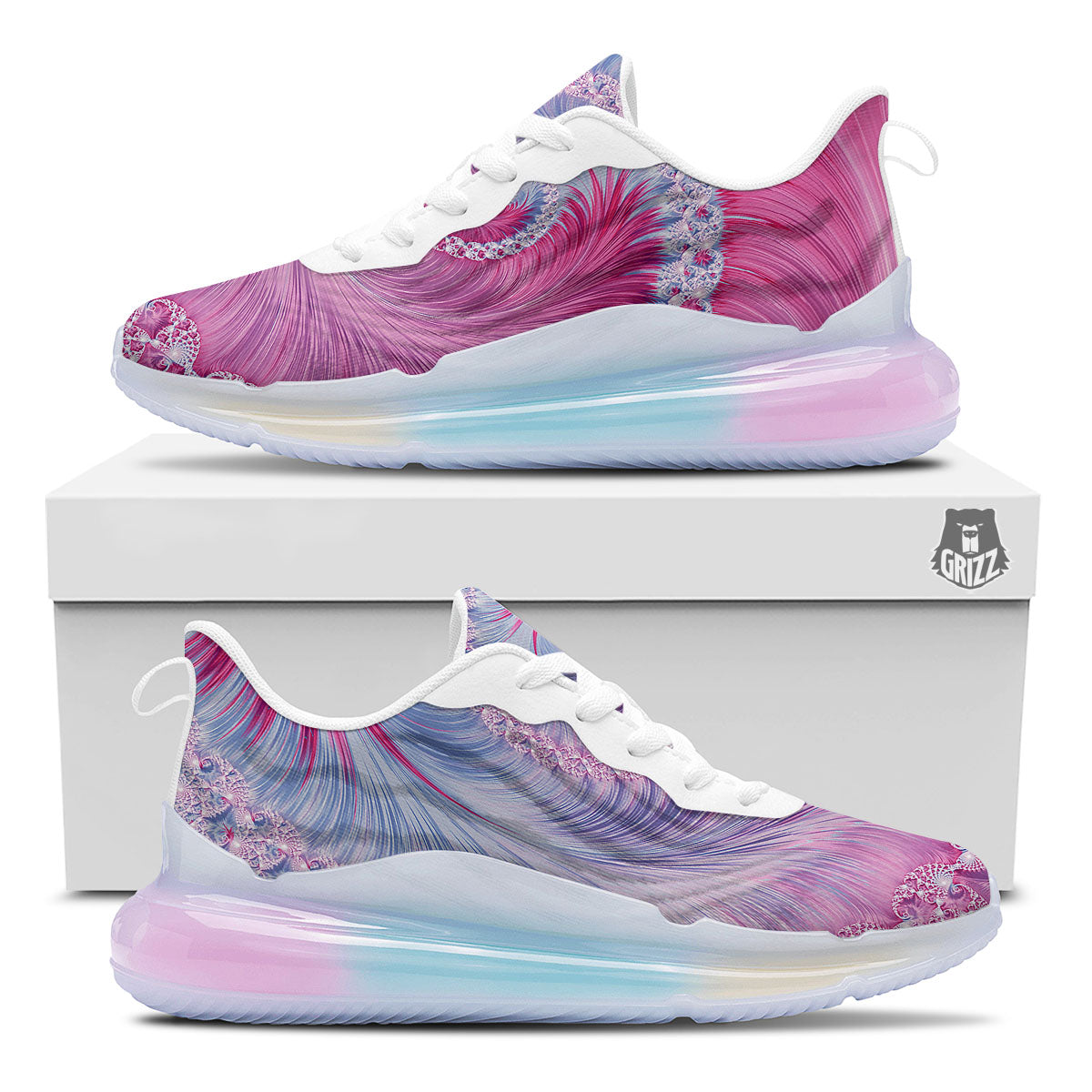 Fractal Spiral Print Running Sneakers-grizzshop