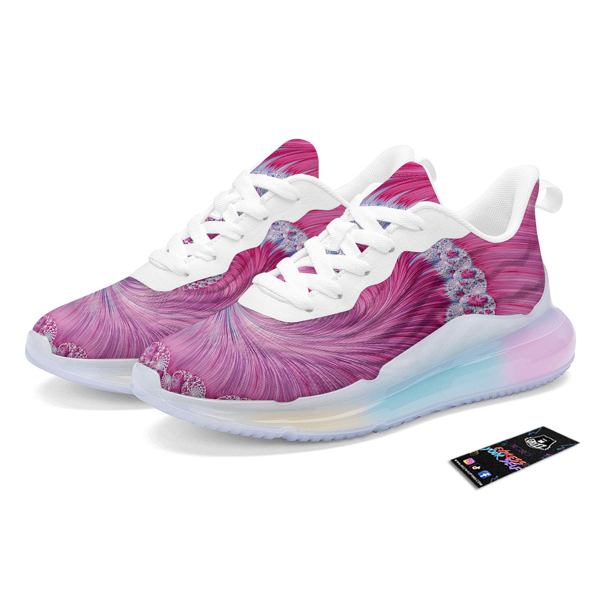 Fractal Spiral Print Running Sneakers-grizzshop
