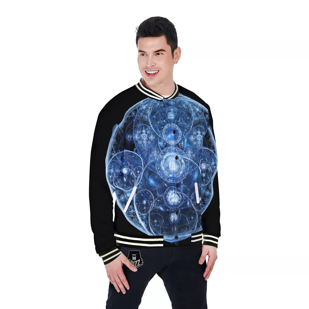 Fractal Steampunk Print Baseball Jacket-grizzshop