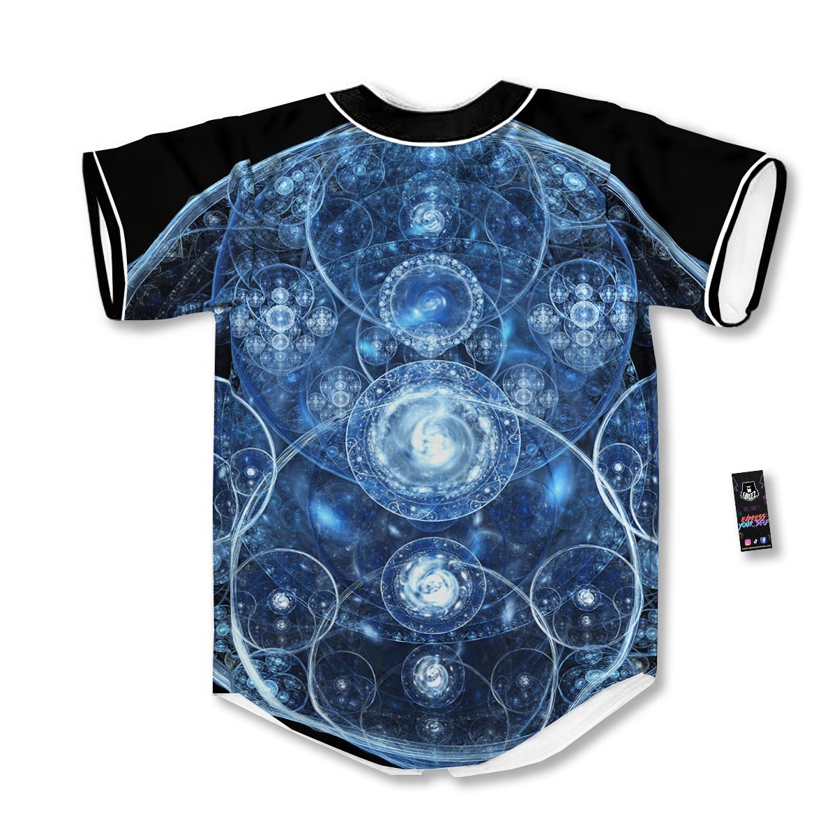 Fractal Steampunk Print Baseball Jersey-grizzshop