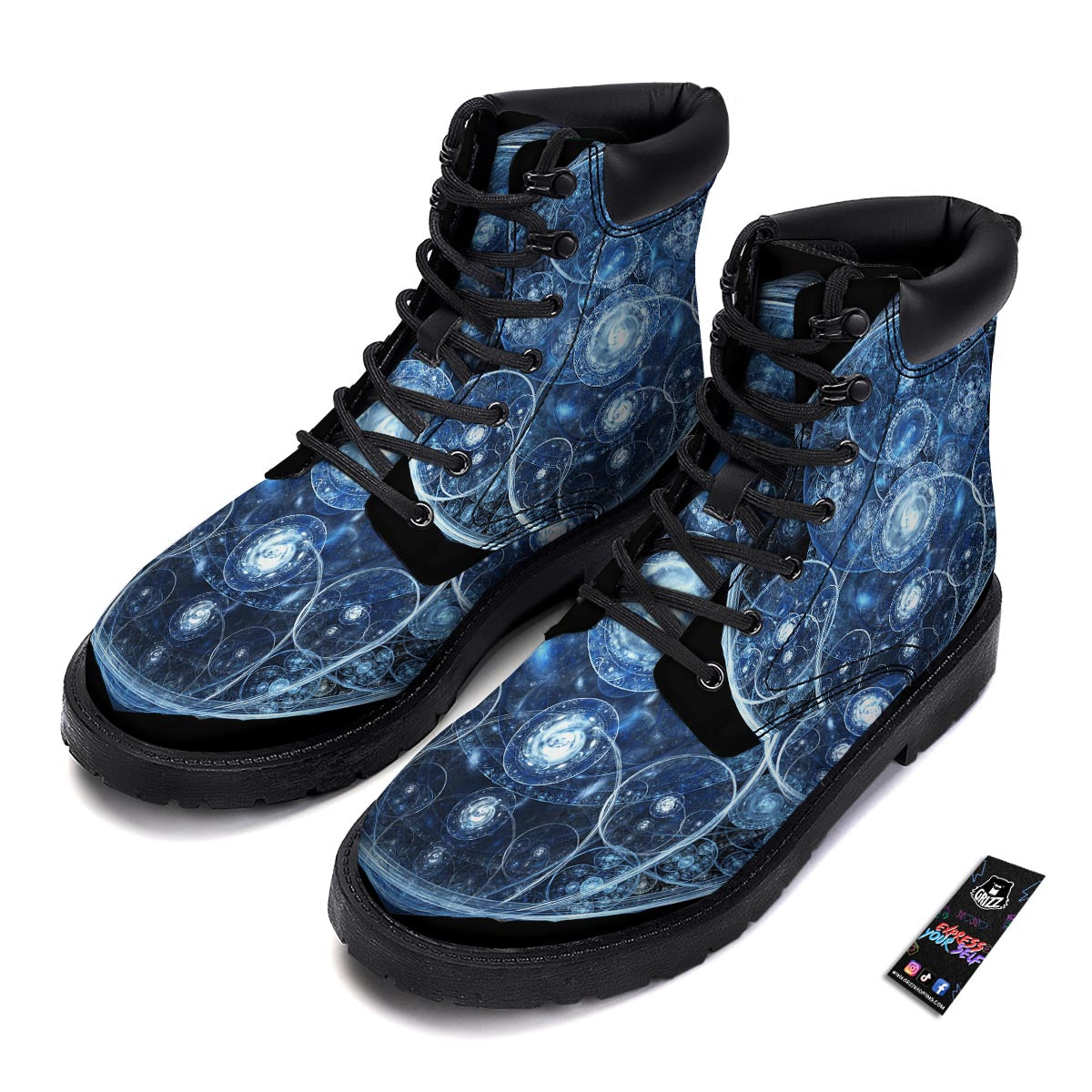 Fractal Steampunk Print Boots-grizzshop