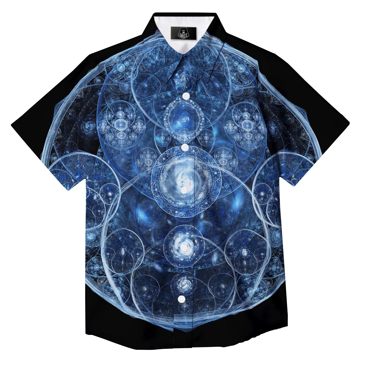 Fractal Steampunk Print Button Up Shirt-grizzshop