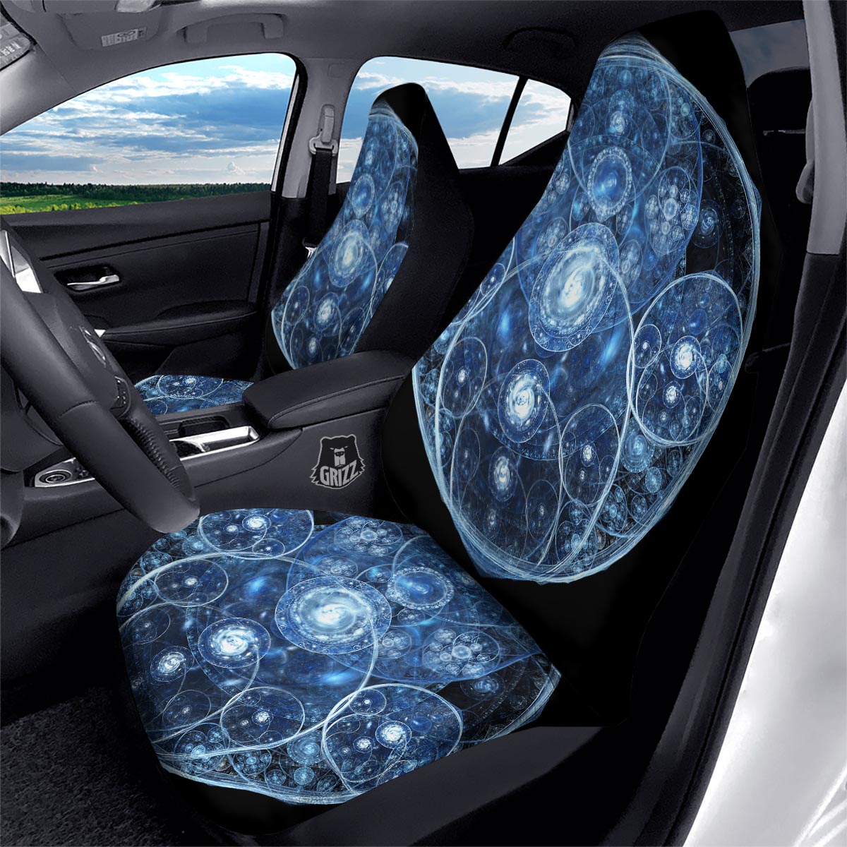 Fractal Steampunk Print Car Seat Covers-grizzshop