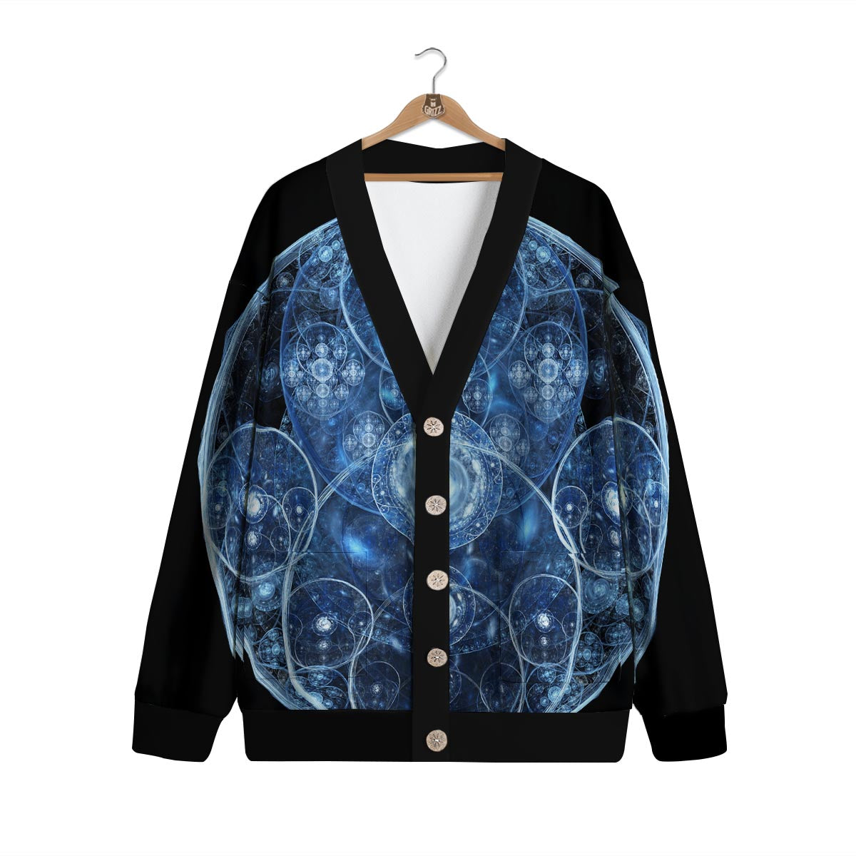 Fractal Steampunk Print Cardigan-grizzshop