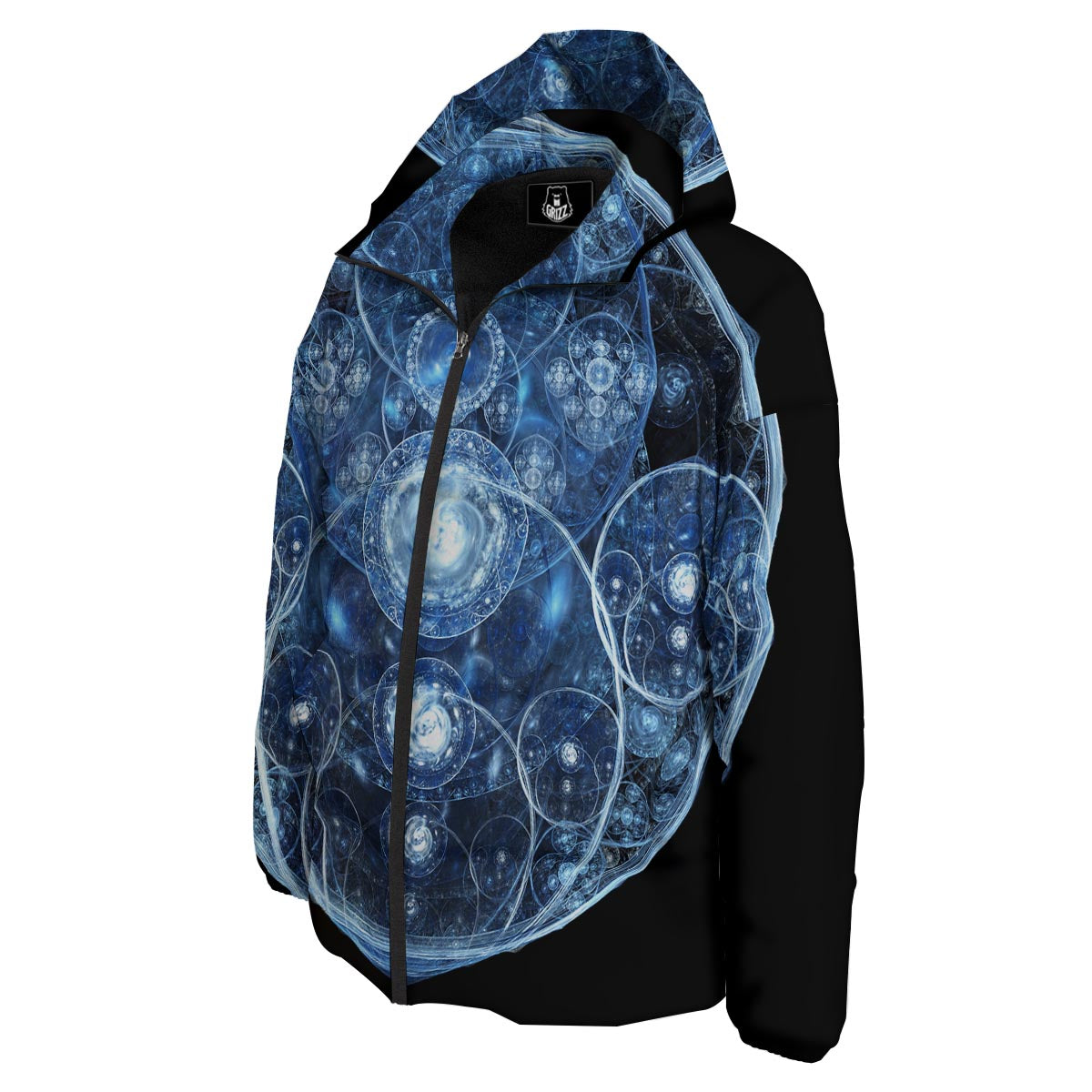 Fractal Steampunk Print Down Jacket-grizzshop