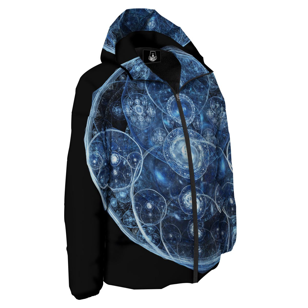 Fractal Steampunk Print Down Jacket-grizzshop