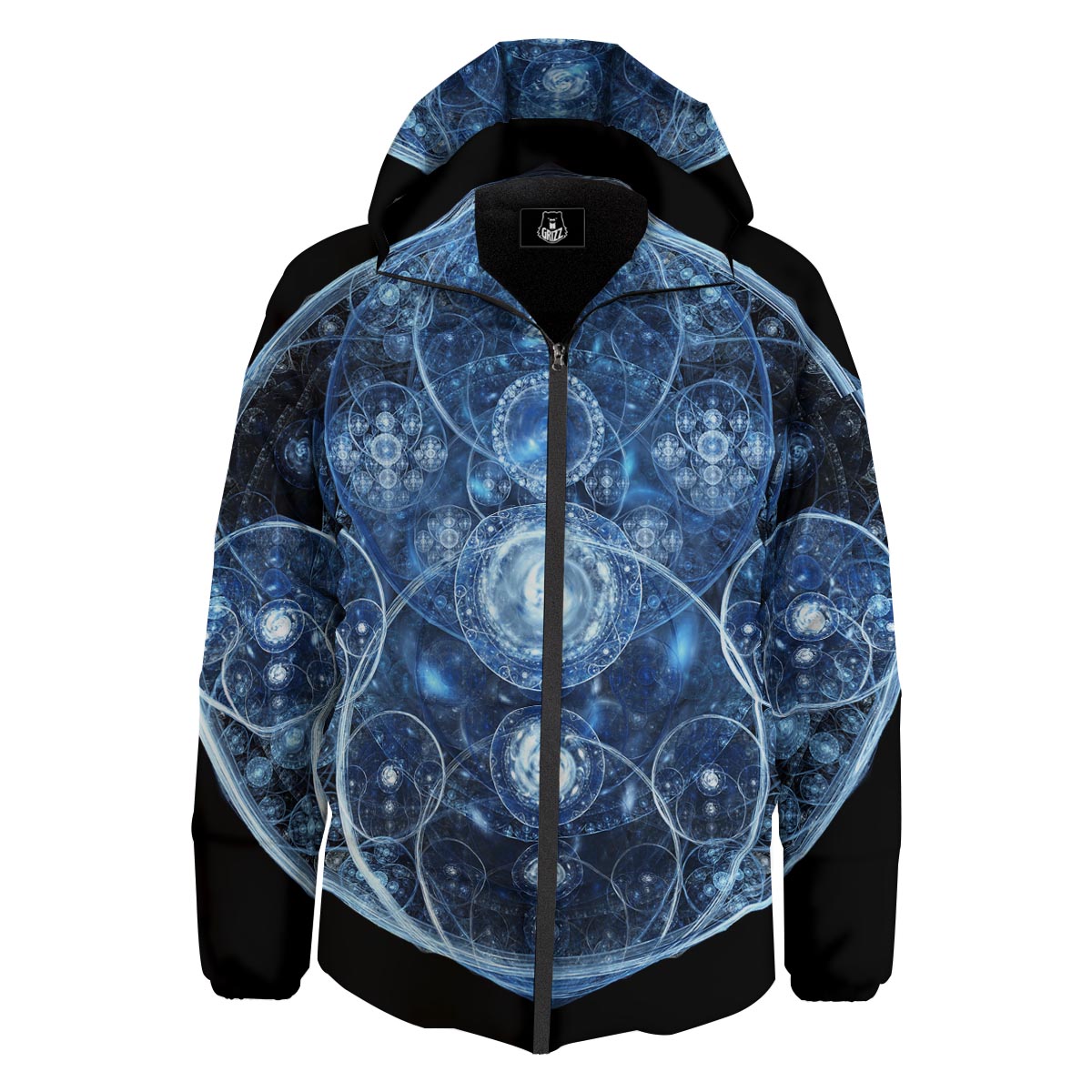 Fractal Steampunk Print Down Jacket-grizzshop