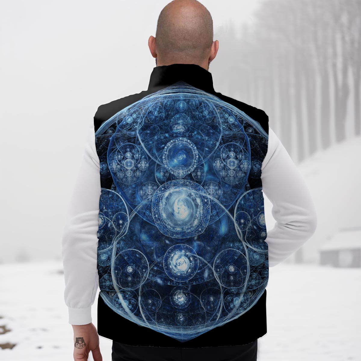 Fractal Steampunk Print Down Vest
