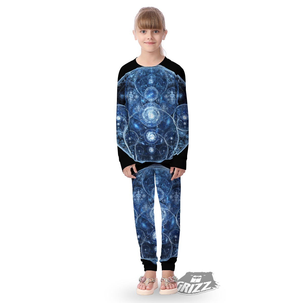 Fractal Steampunk Print Kid's Pajamas-grizzshop
