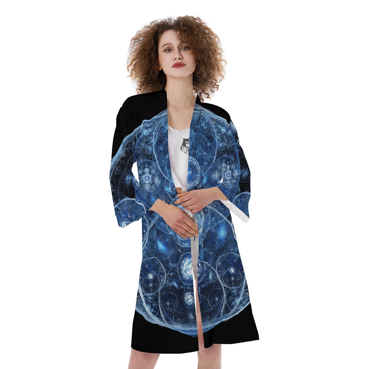 Fractal Steampunk Print Kimono-grizzshop