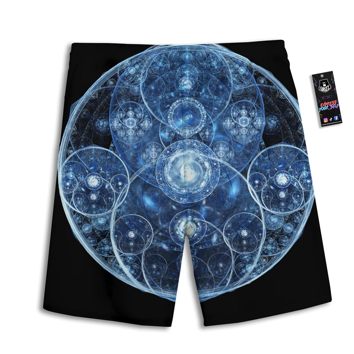Fractal Steampunk Print Men's Athletic Shorts