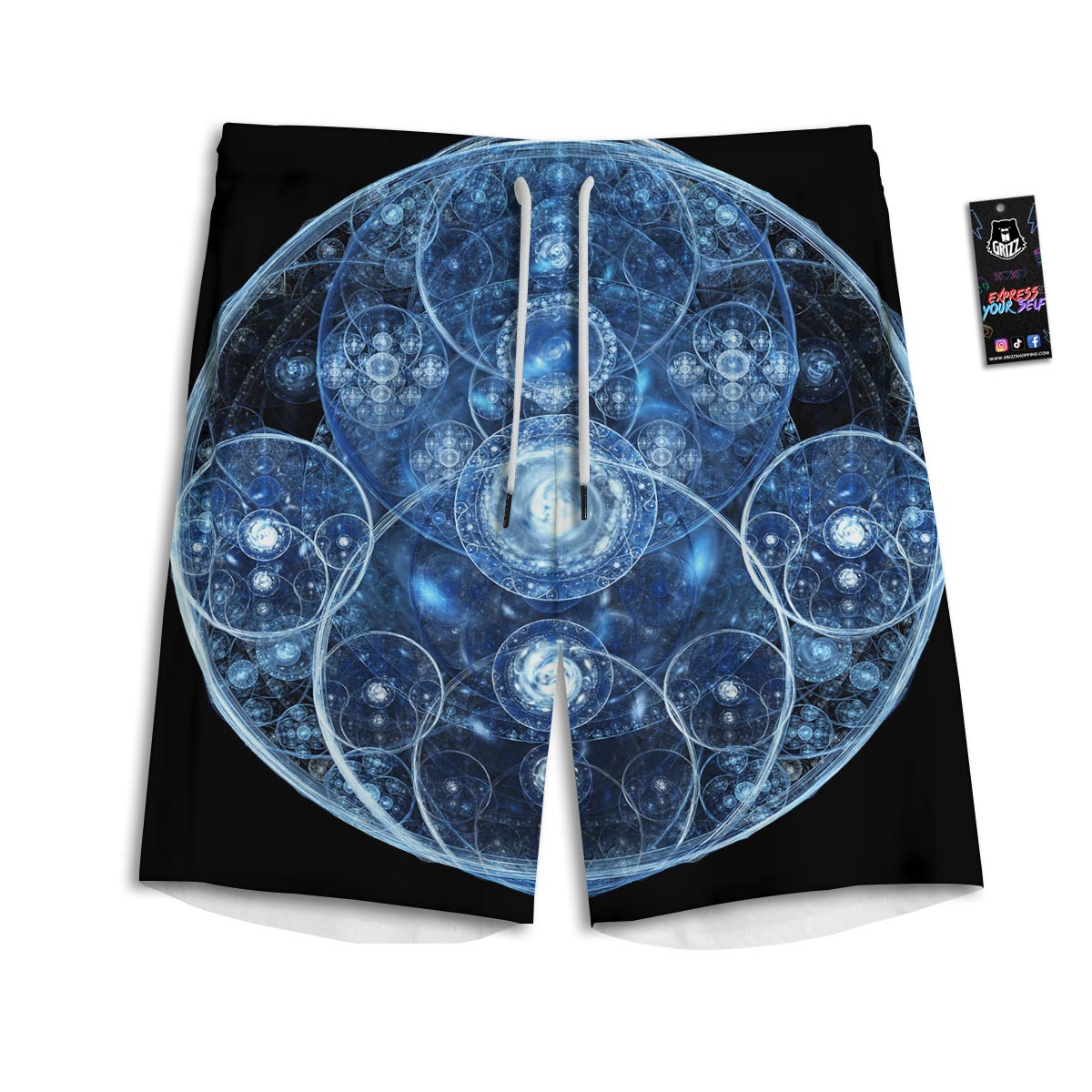 Fractal Steampunk Print Men's Athletic Shorts