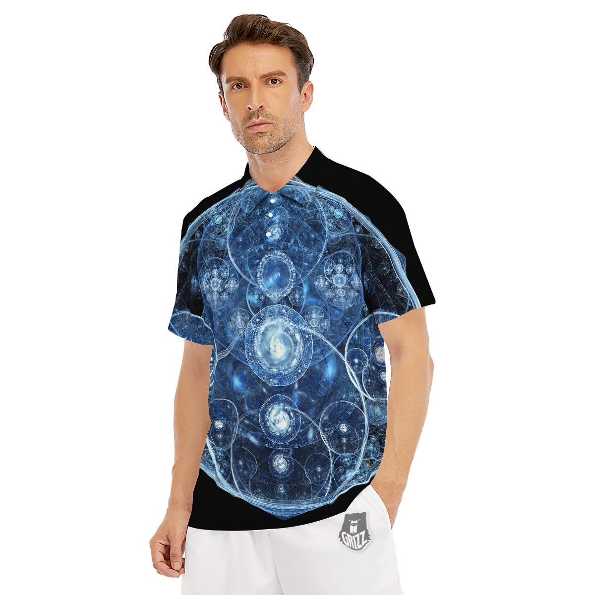 Fractal Steampunk Print Men's Golf Shirts-grizzshop