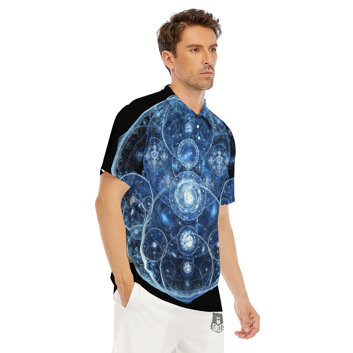 Fractal Steampunk Print Men's Golf Shirts-grizzshop