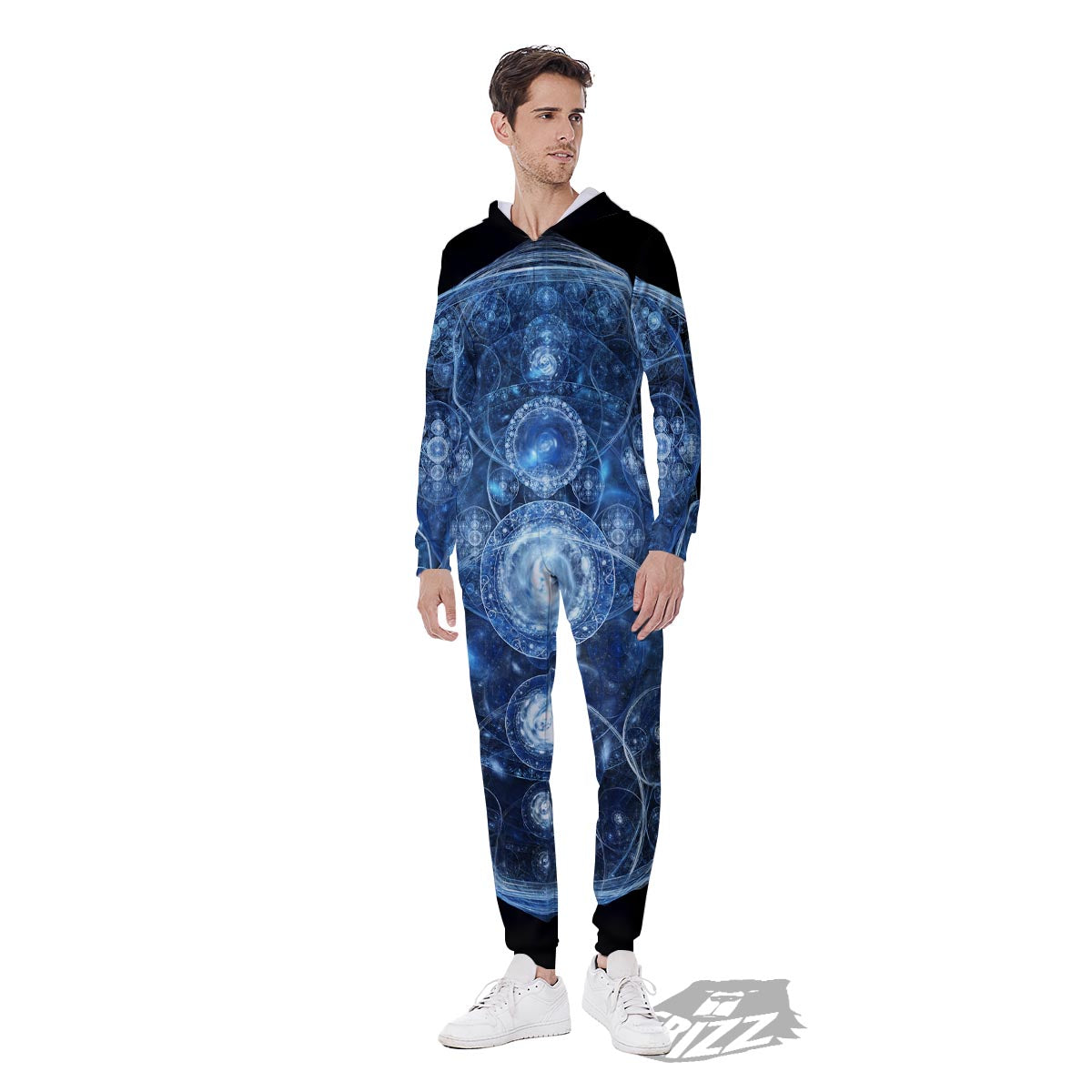 Fractal Steampunk Print Men's Jumpsuit-grizzshop