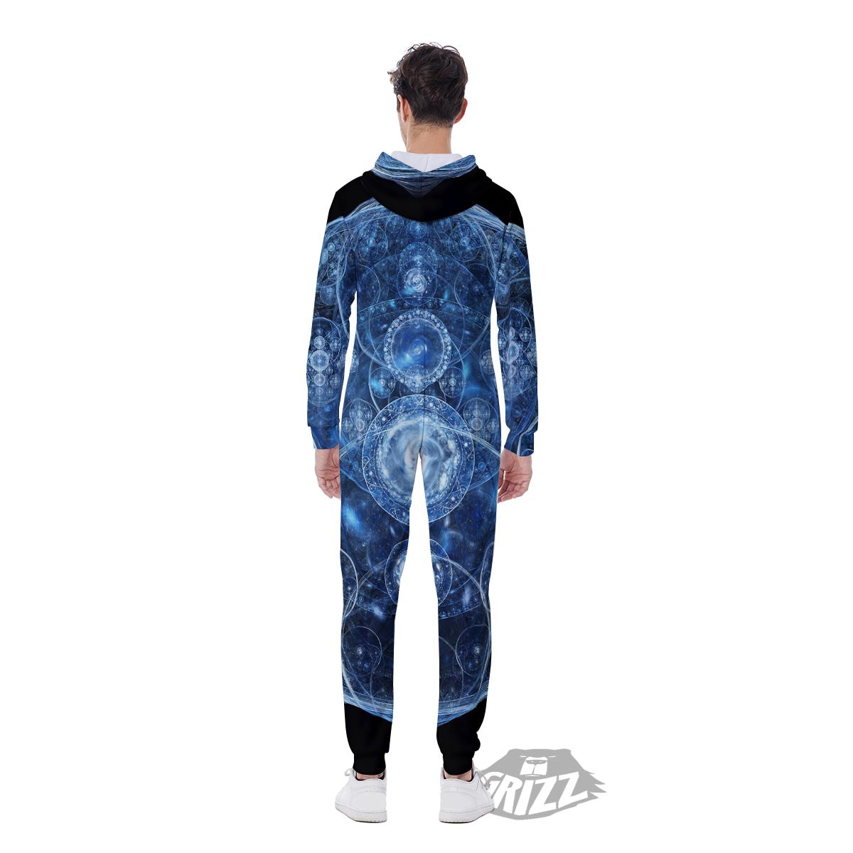 Fractal Steampunk Print Men's Jumpsuit-grizzshop