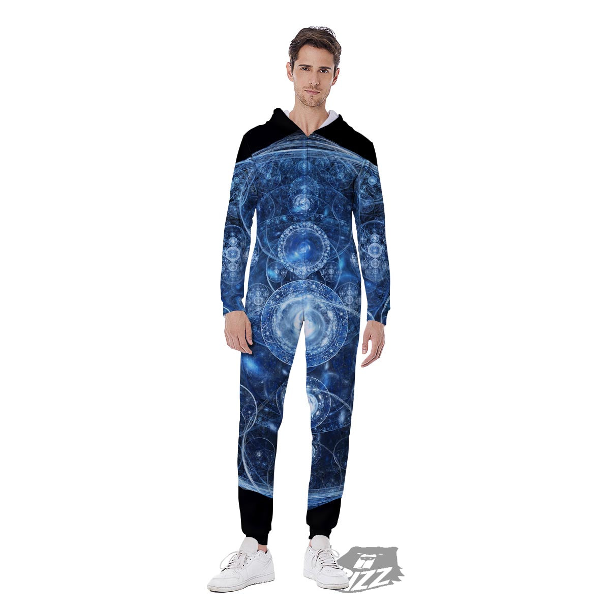 Fractal Steampunk Print Men's Jumpsuit-grizzshop