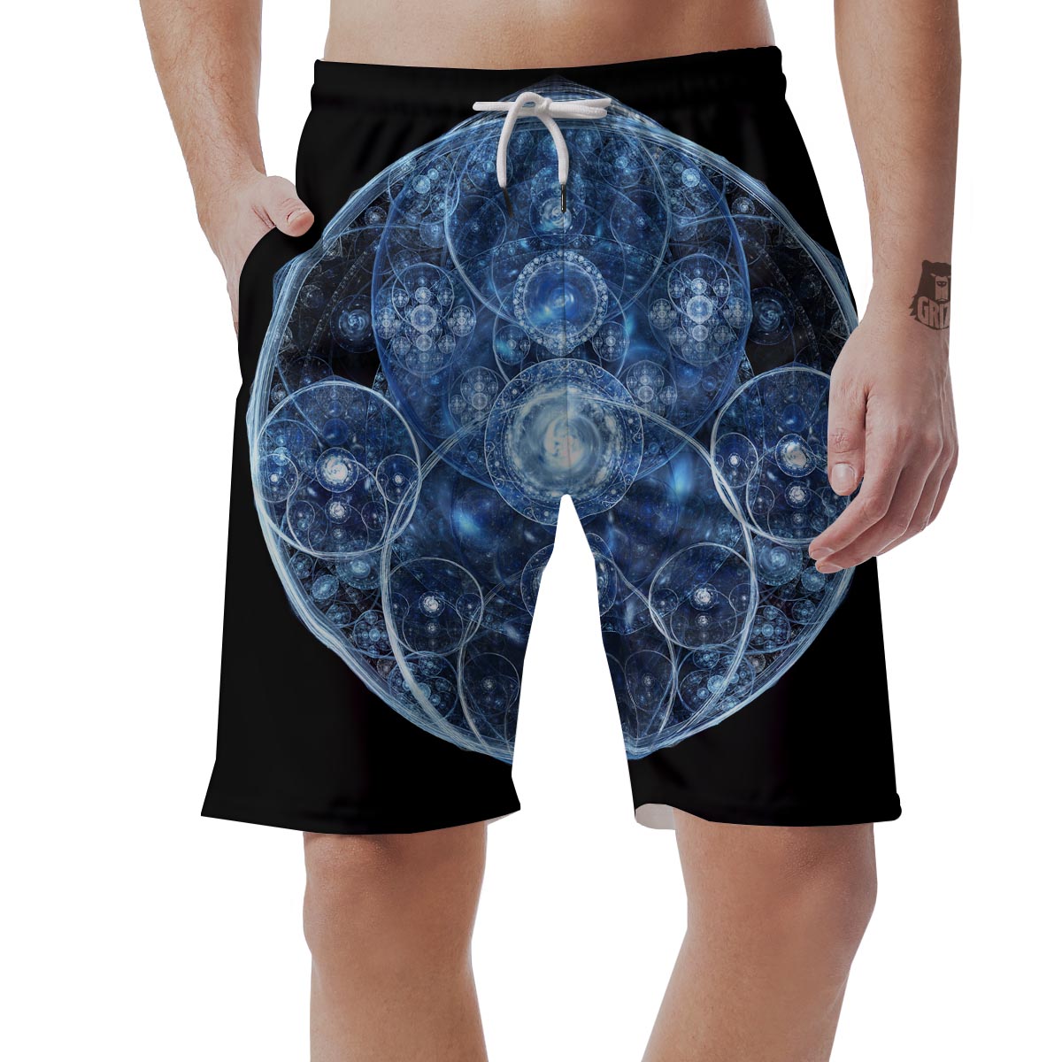 Fractal Steampunk Print Men's Shorts-grizzshop