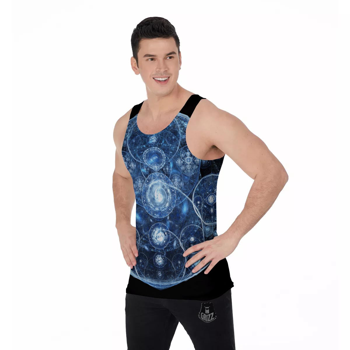 Fractal Steampunk Print Men's Tank Top-grizzshop