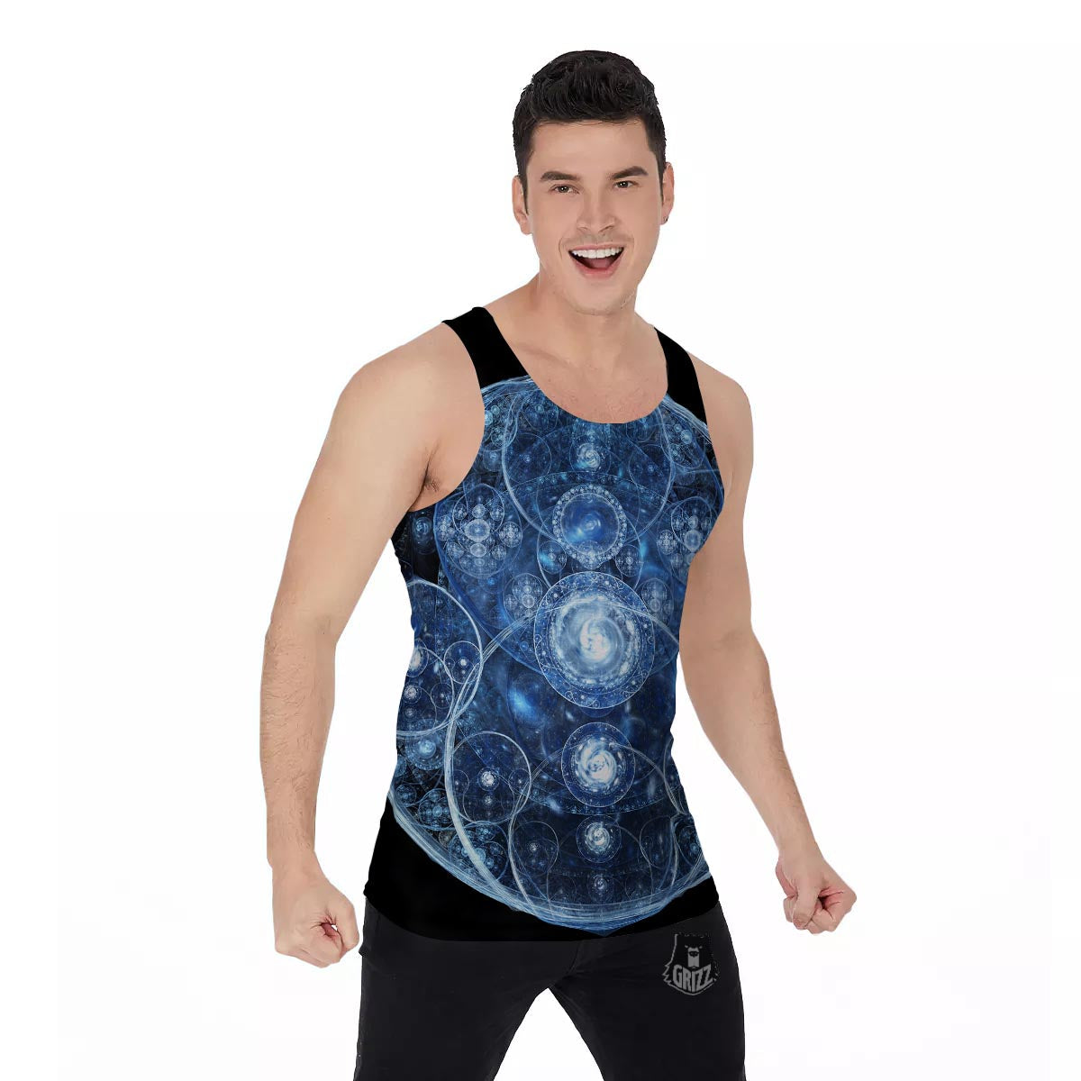 Fractal Steampunk Print Men's Tank Top-grizzshop