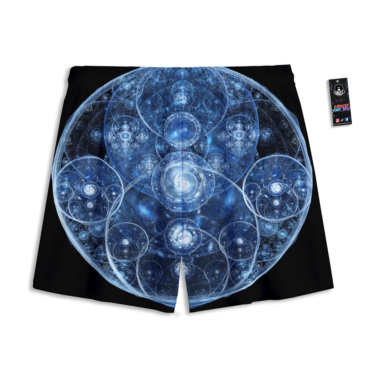 Fractal Steampunk Print Mesh Shorts