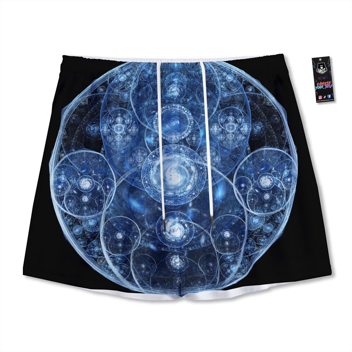 Fractal Steampunk Print Mesh Shorts