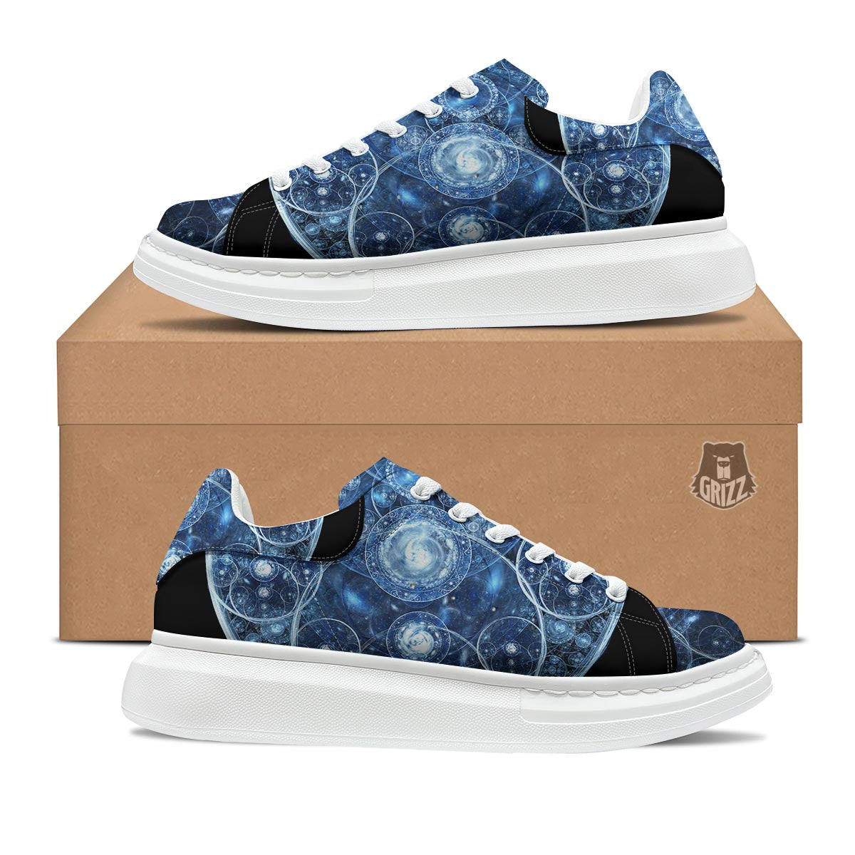 Fractal Steampunk Print Platform Shoes-grizzshop