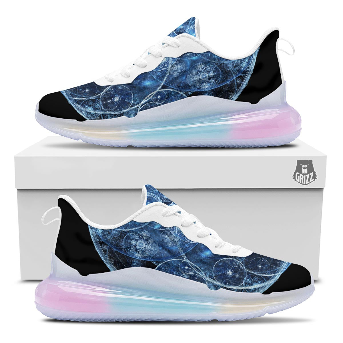 Fractal Steampunk Print Running Sneakers-grizzshop