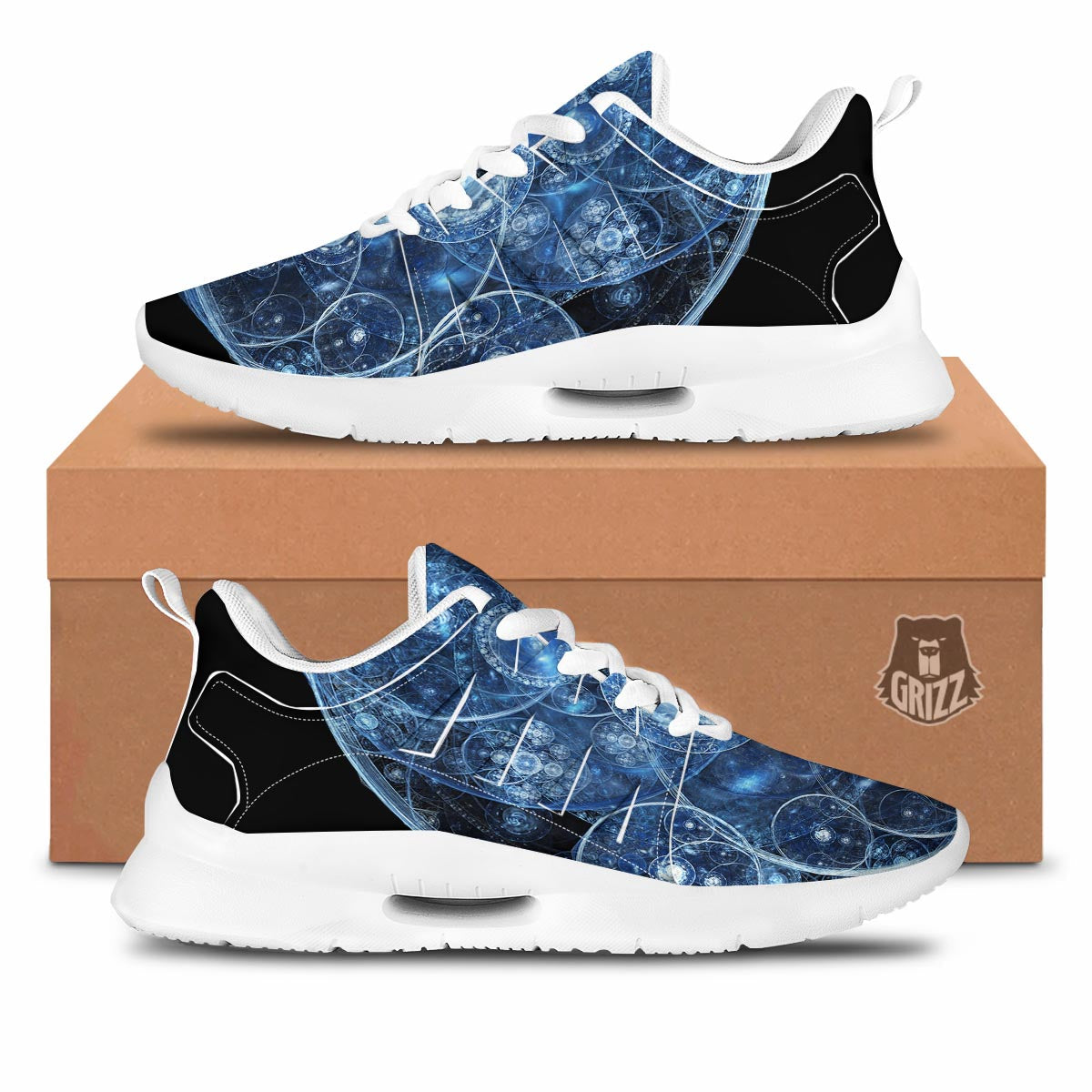 Fractal Steampunk Print Tennis Shoes-grizzshop