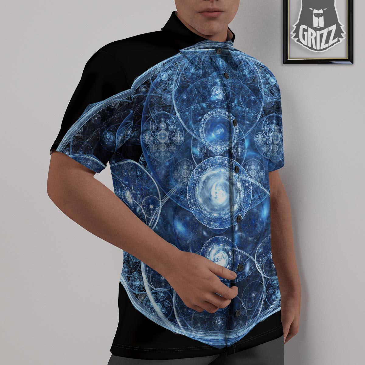 Fractal Steampunk Print Untucked Shirts-grizzshop
