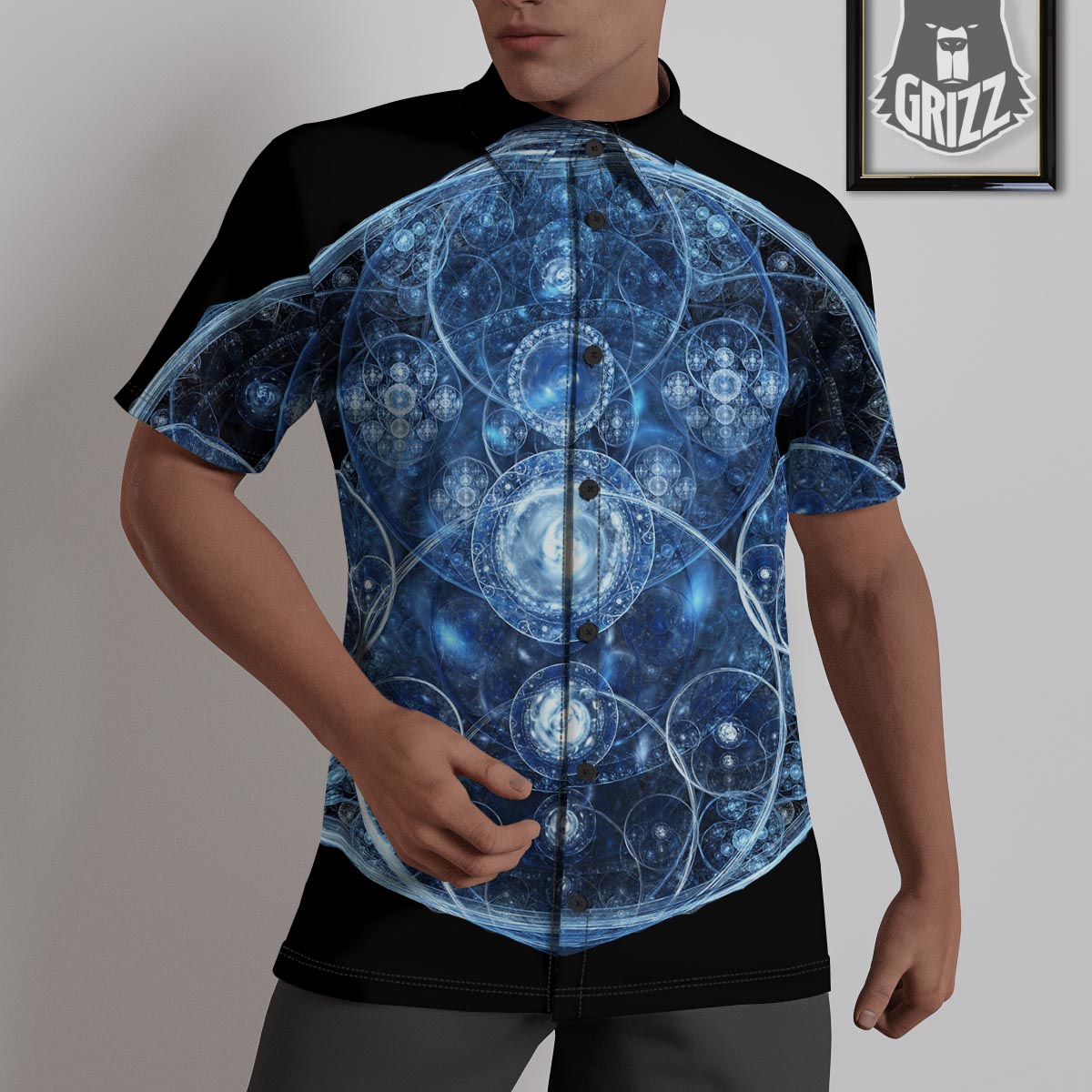 Fractal Steampunk Print Untucked Shirts-grizzshop