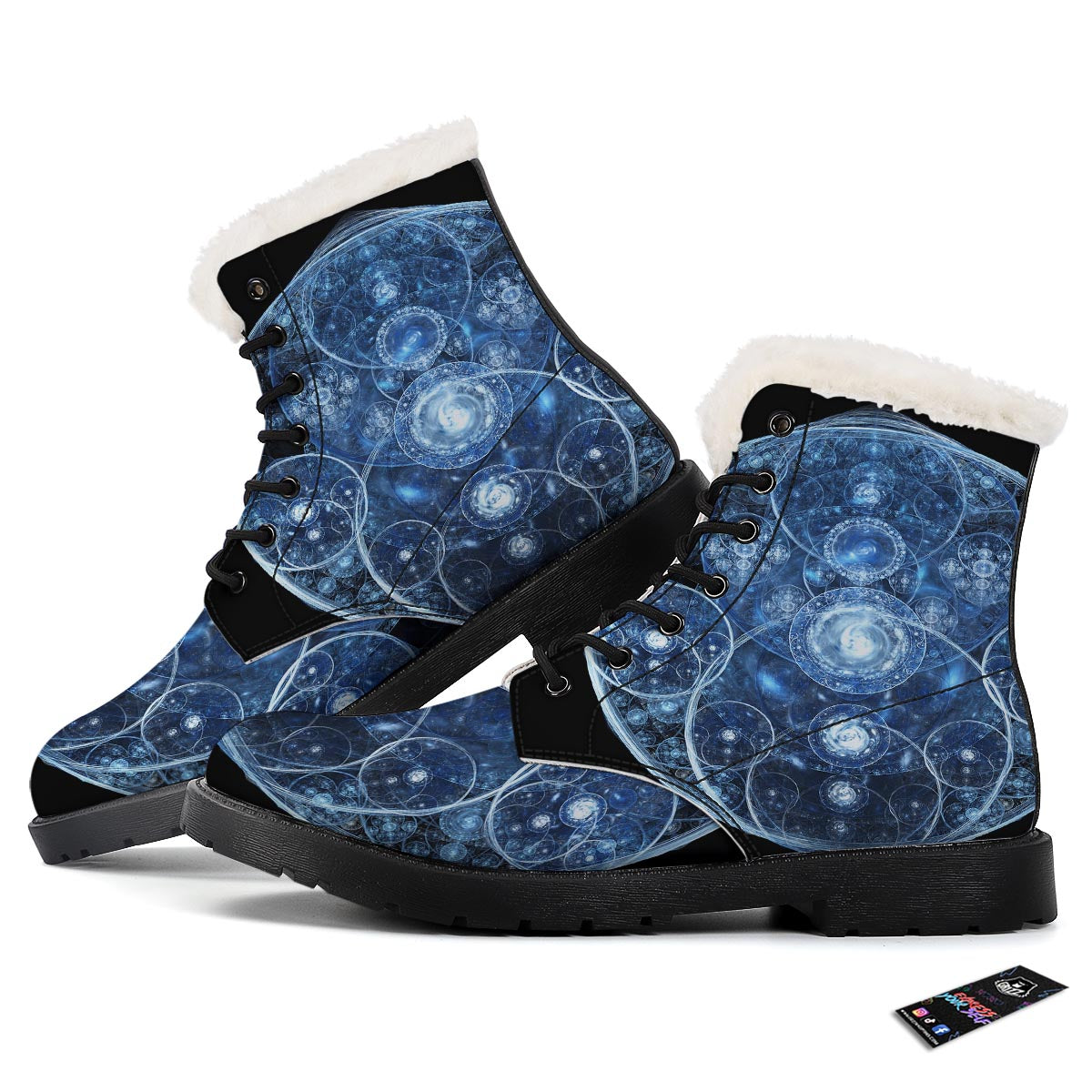 Fractal Steampunk Print Winter Boots-grizzshop