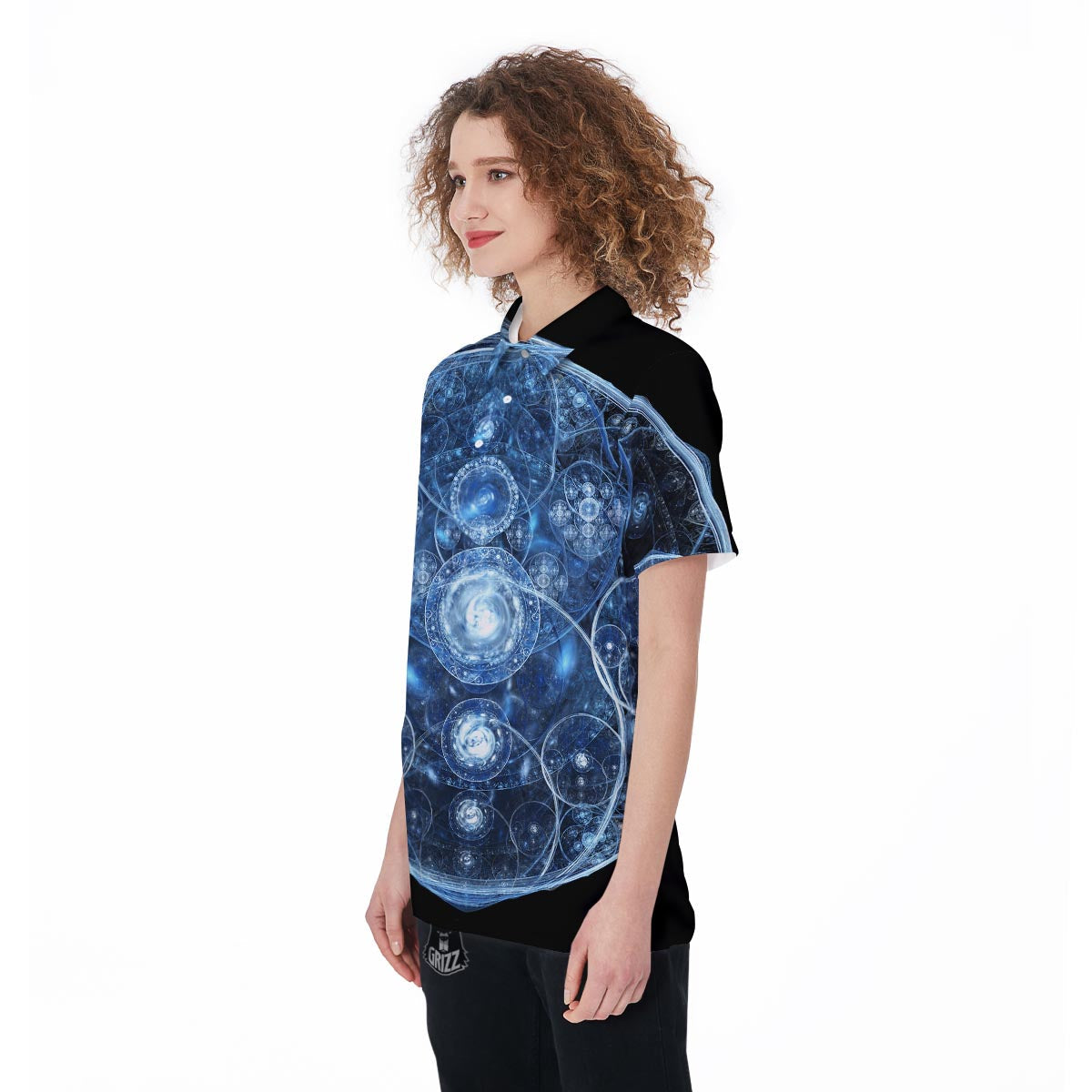 Fractal Steampunk Print Women's Golf Shirts-grizzshop