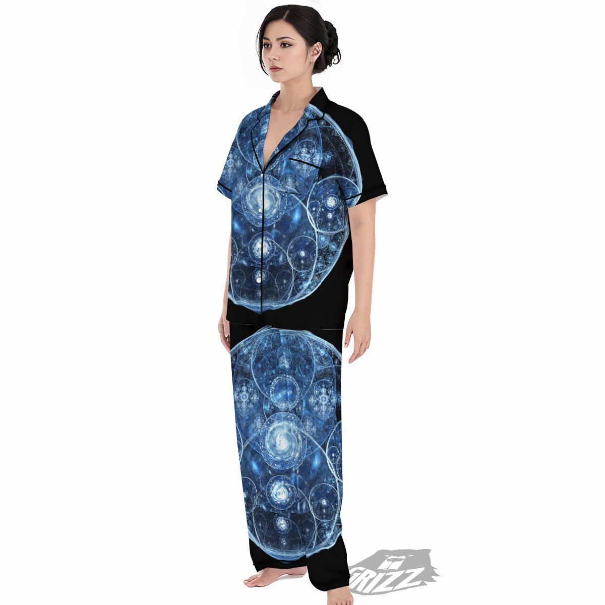Fractal Steampunk Print Women's Pajamas Set-grizzshop