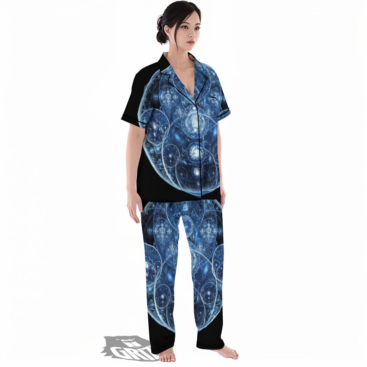 Fractal Steampunk Print Women's Pajamas Set-grizzshop