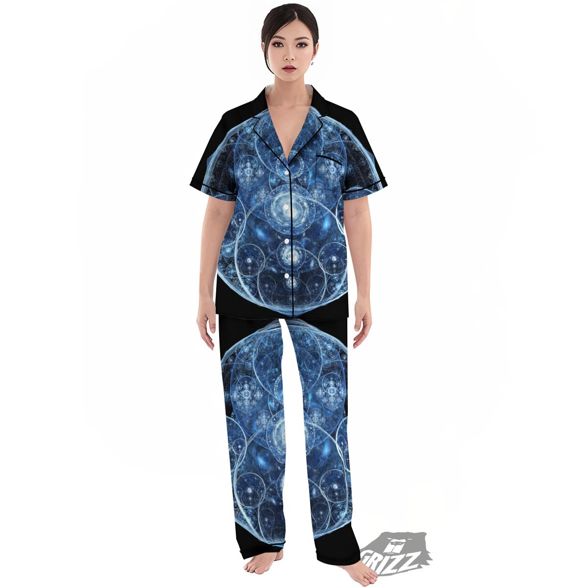 Fractal Steampunk Print Women's Pajamas Set-grizzshop