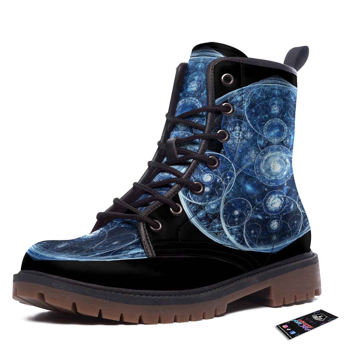 Fractal Steampunk Print Work Boots-grizzshop