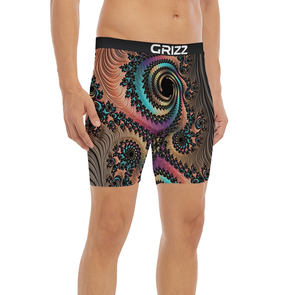 Fractal Trippy Print Boxer Briefs-grizzshop