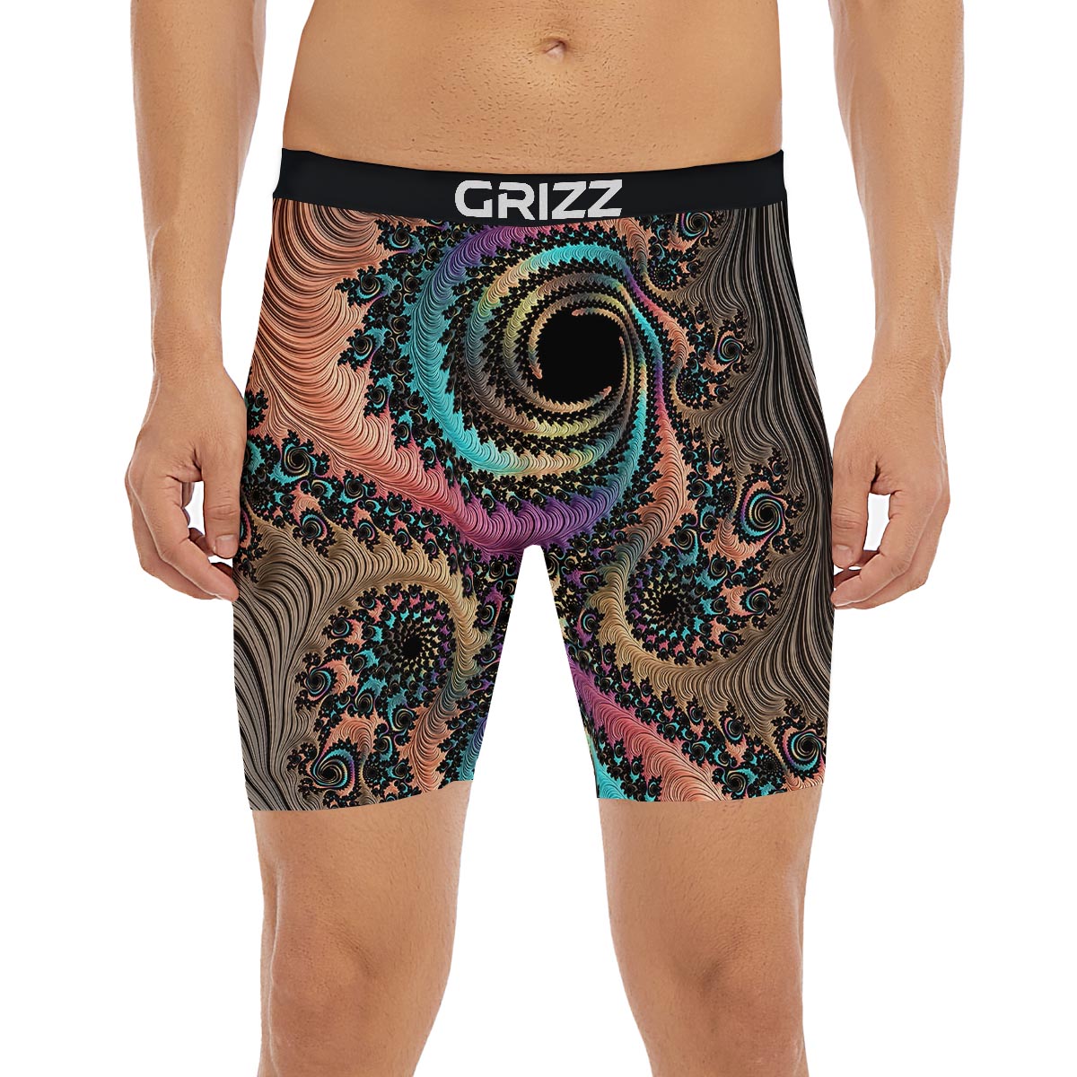 Fractal Trippy Print Boxer Briefs-grizzshop