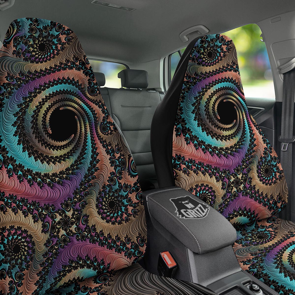 Fractal Trippy Print Car Seat Covers-grizzshop