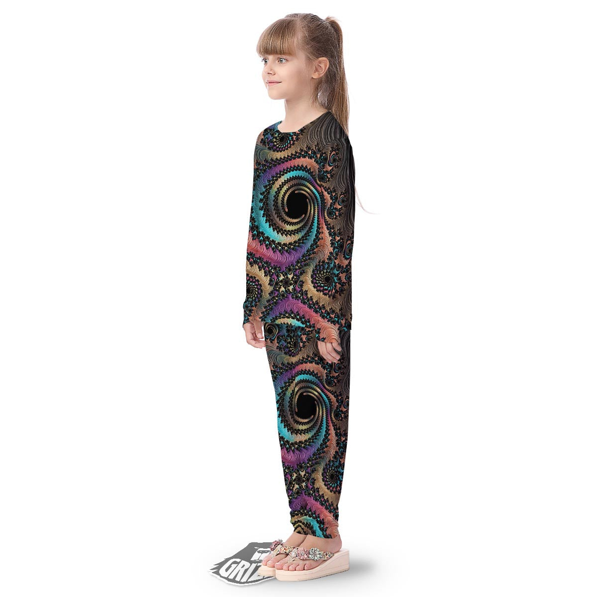Fractal Trippy Print Kid's Pajamas-grizzshop