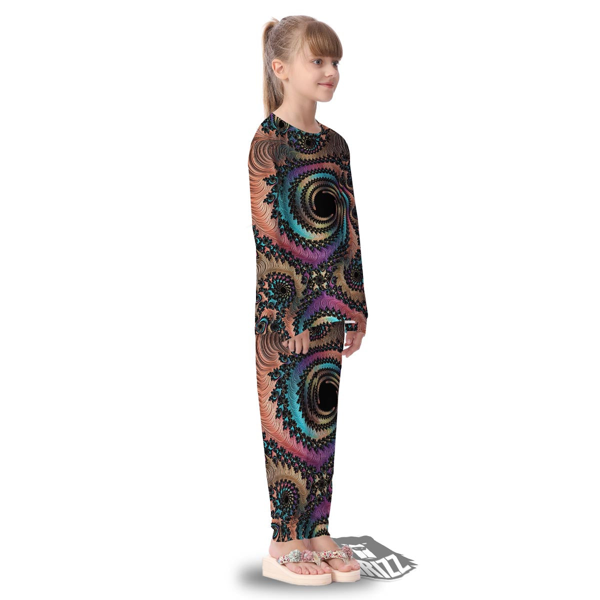 Fractal Trippy Print Kid's Pajamas-grizzshop