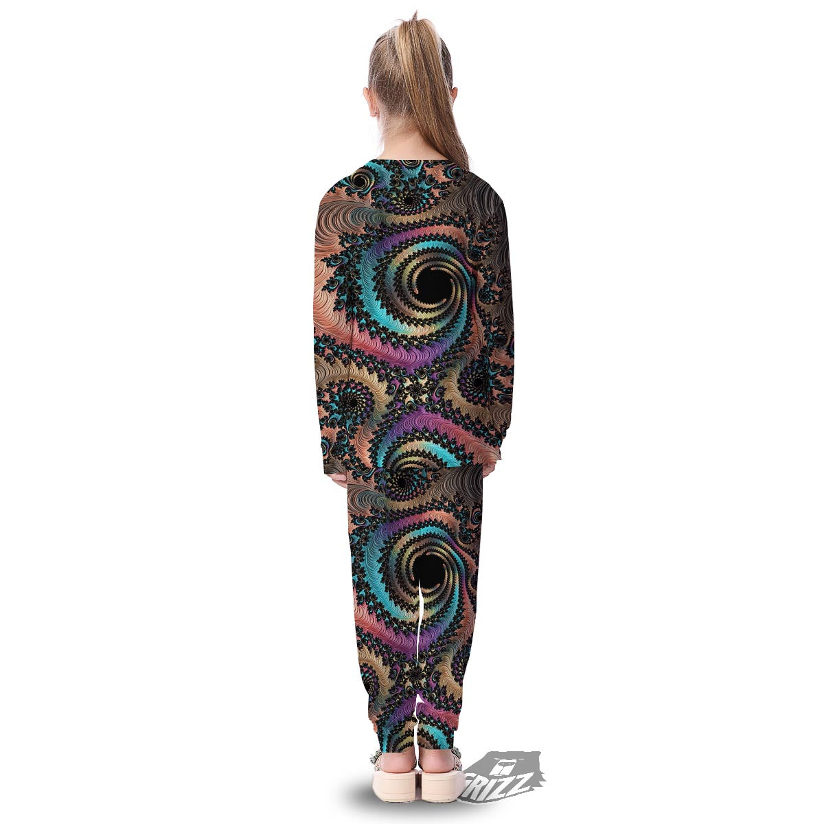 Fractal Trippy Print Kid's Pajamas-grizzshop