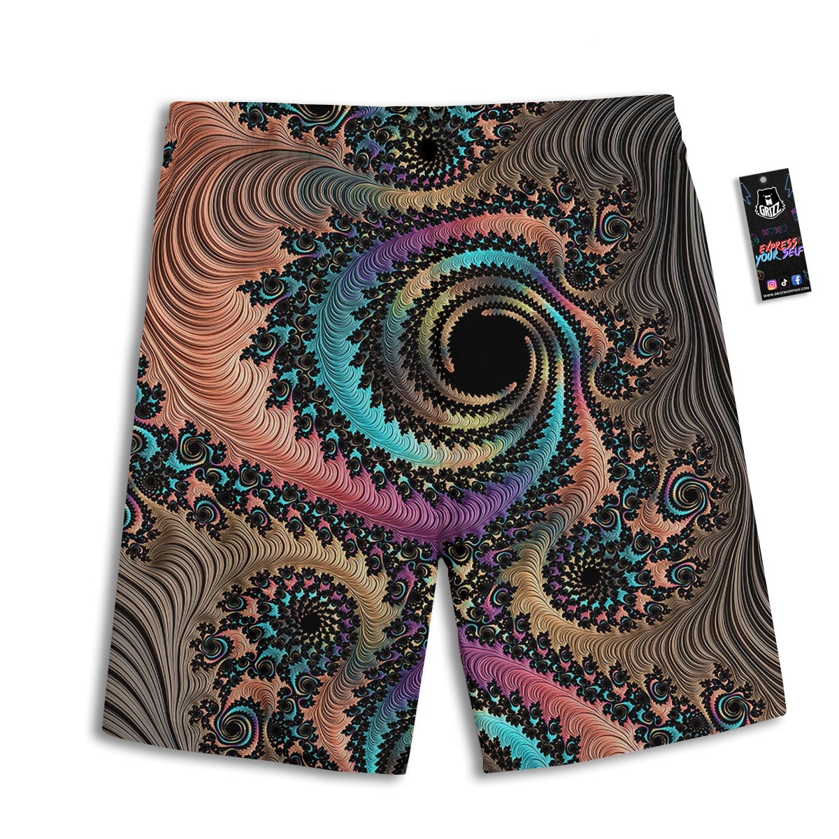 Fractal Trippy Print Men's Athletic Shorts