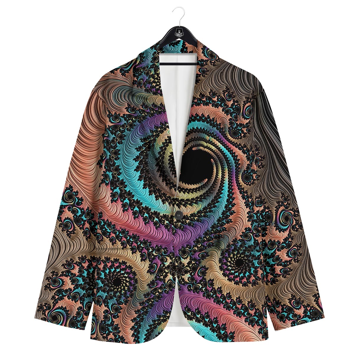 Fractal Trippy Print Men's Sport Coat-grizzshop