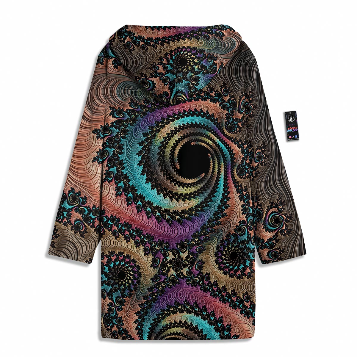 Fractal Trippy Print Men's Windbreaker Jacket-grizzshop