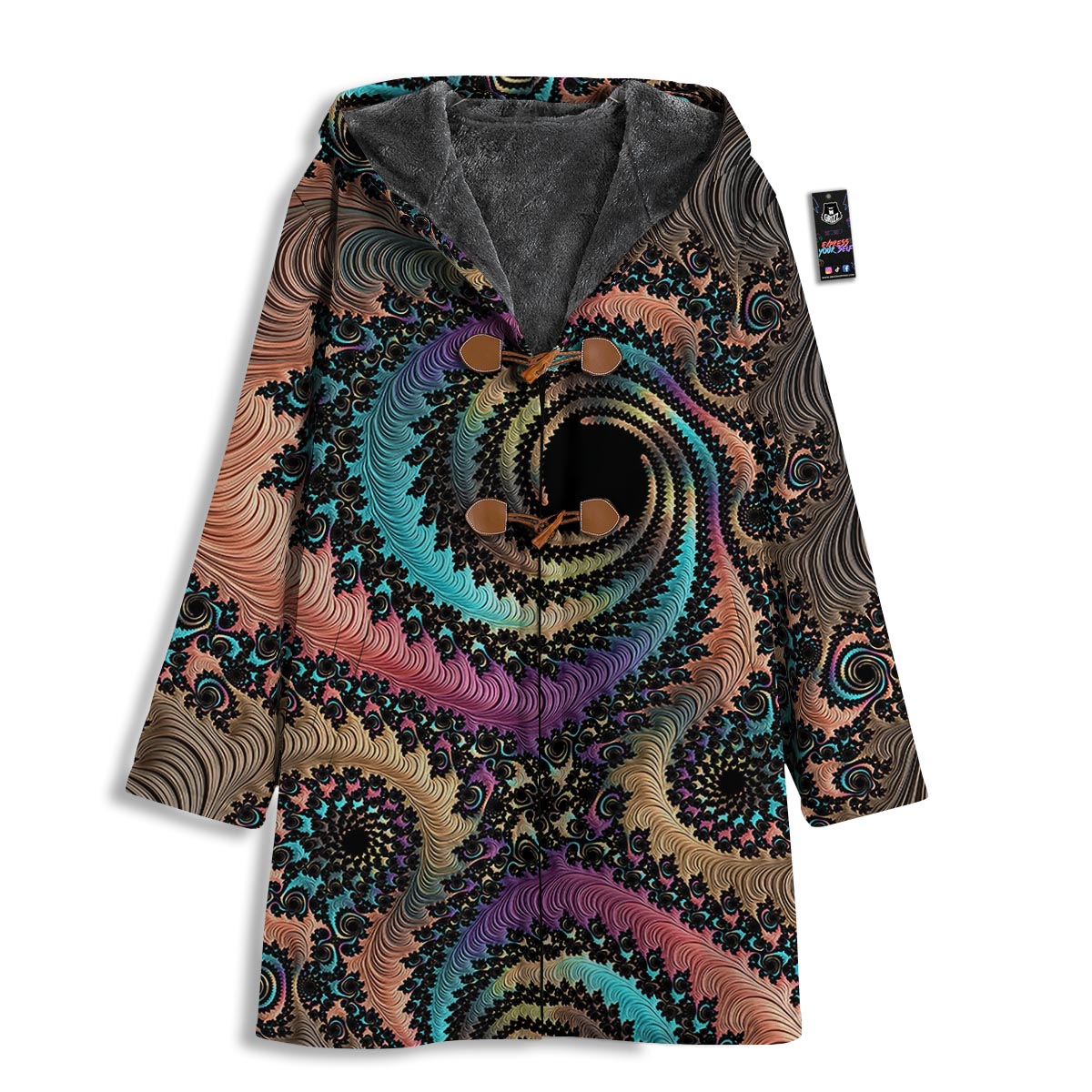 Fractal Trippy Print Men's Windbreaker Jacket-grizzshop