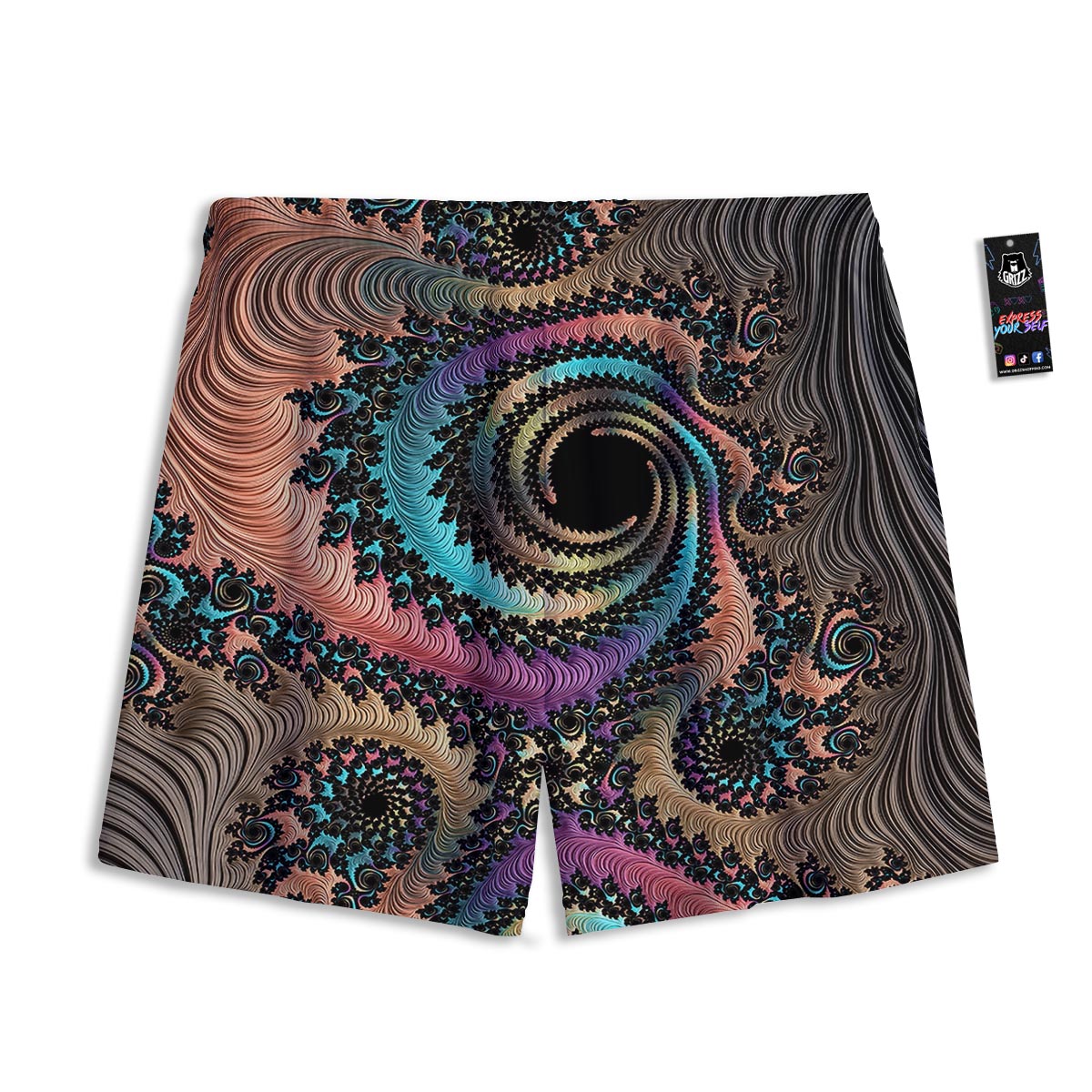 Fractal Trippy Print Mesh Shorts